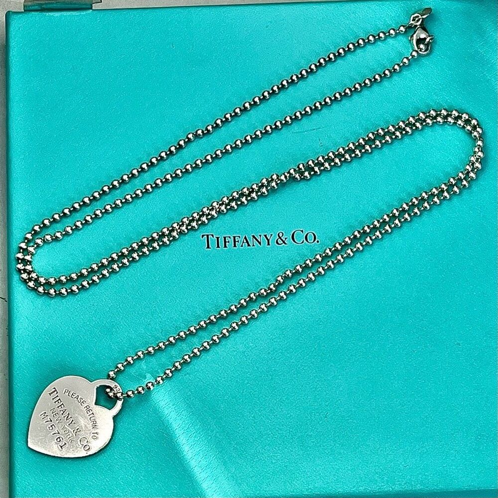 Tiffany & Co. Beaded 34” Chain Return to Tiffany Heart Tag Necklace in Silver - Picture 3 of 16